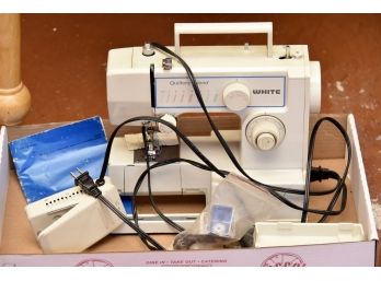 White Mechanical Portable Sewing Machine