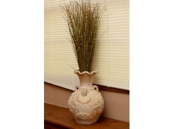 Decorative Clay Urn With DecoGrass