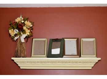 Floating Wall Shelf With Frames And Plants 36' Wide  Left Side
