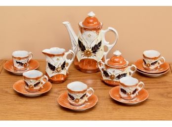 Antique German Orange Bavaria Lusterware Tea Set