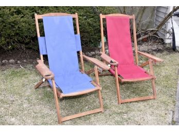 Pair Of Teak Outdoor Folding Chairs