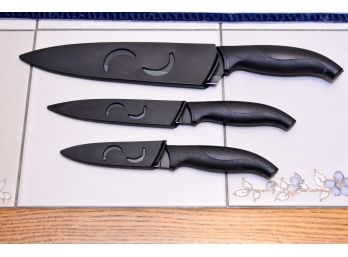 Trio Of Sharper Image Knives With Covers