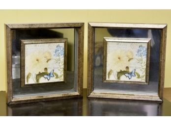 Pair Of Mirrored Butterfly Wall Hangings