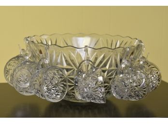 Vintage Lead Crystal Punch Bowl With Cups