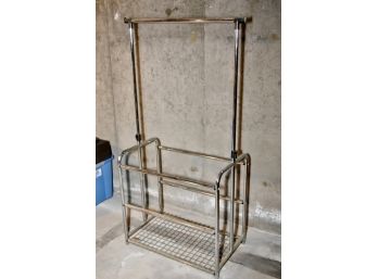 Chrome Laundry Room Rack With Attached Basket  33 X 64