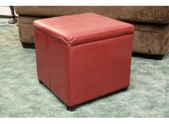 Red Faux Leather Storage Cube Footstool 18 X 18 X 18