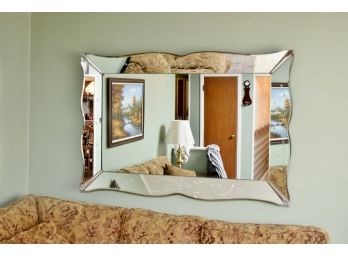 Stunning Large Wall Mirror With Beveled Edge Etched Design