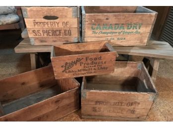 Collection Of Antique Wooden Milk Crates