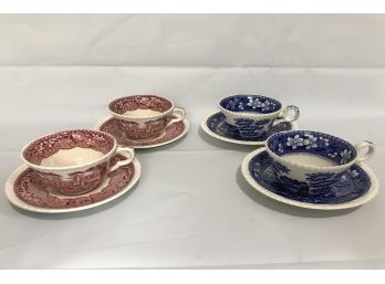 Antique Copeland Spode Porcelain Tea Cups And Saucers