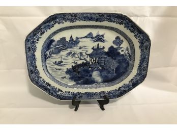 Vintage Ironstone Blue And White Asian Theme Platter