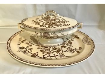 W.F. & R. Tunis Transfer Pattern Decorated Covered Tureen And Undertray