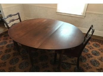 Vintage Walnut Oval Gate Leg Dining Table With A Pair Of Tapestry Seat Chairs