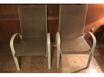 Pair Of Stackable Aluminum Patio Chairs