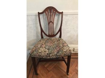 Antique Tapestry Seat Walnut Side Chair