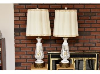 Outstanding Pair Of Gold Leaf Table Lamps