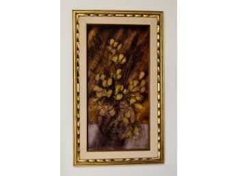 Mid Century Modern Gold Frame Oil On Canvas 22 X 36