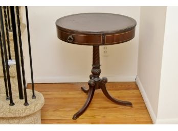 Mahogany Federal Style Leather Top Drum Table 24 X 28