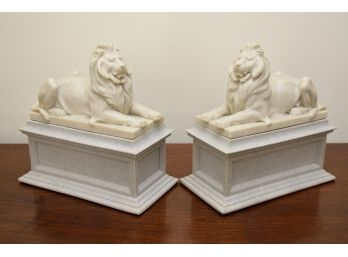Pair Of Marble Lion Bookends