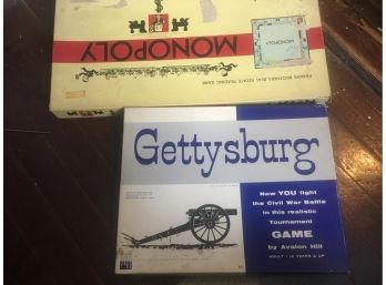 Vintage Board Games, Monopoly And Gettyberg