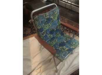 Vintage Blue Floral Folding Chair
