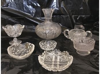 Collection Of Vintage Cut Glass Lead Crystal Pieces
