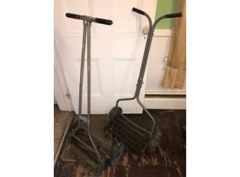Pair Of Vintage Push Lawn Mowers