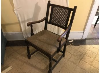 Antique Tiger Oak And Rattan Side Chair