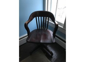 Solid Oak Antique Vintage Bankers/ Lawyers Office Desk Swivel Chair