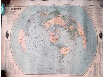 Large Vintage Amateur Radio Map Of The World