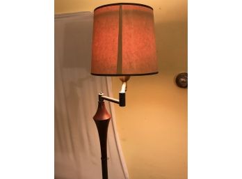 Teak And Brass Cantilever Floor Lamp With 3 Way Switch
