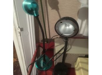 Pair Of Office Desk Lamps- One Black And One Blue