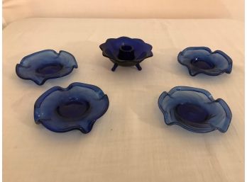 Antique Blue Glass Grouping