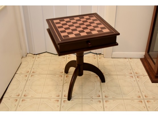 Pedestal Chess Table With Some Pieces