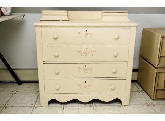 Vintage Hand Painted Chest Of Drawers 39 X 18 X 38