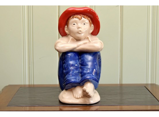 Vintage Barefoot Boy Ceramic Cookie Jar