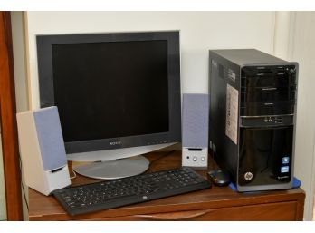 HP Computer With Speakers, Mouse, Keyboard And Monitor