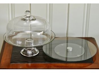 Raised Cake Plater And Glass Lazy Susan
