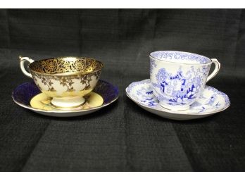 Pair Of England China Tea Cups And Plates