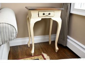 Antiqued Side Table With Maple Top 21 X 18 X 31