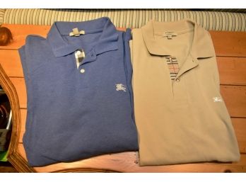 Two Men's Size Large Burberry Polo Shirts