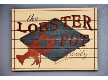 Lobster Pot Wooden Sign 13 X 9 1/2