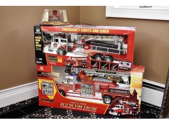 Pair Of Very Large Fire Engine Toys In Original Box