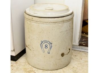 Number Eight Vintage Crock With Cover