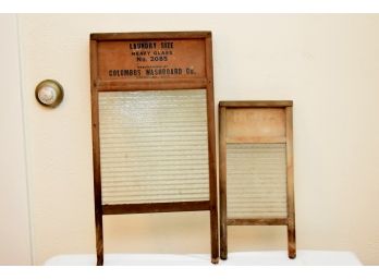 Pair Of Vintage Glass Washboard's