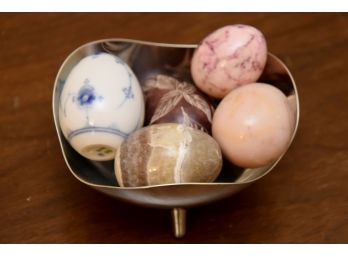 Assortment Of Mostly Marble Eggs With Dish