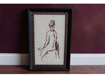 Framed Cross Stitch Nude Portrait