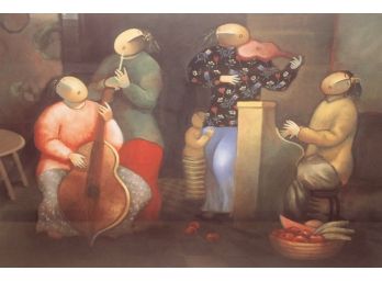 Signed Large Painting Of Musicians