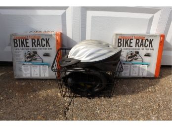 Two Bike Racks And Helmets