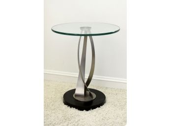 Twisted Base Glass Top Side Table 18 X 22