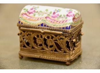 Delightful Limoges France Petite Porcelain Box And Two Perfume Bottle
